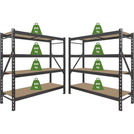 2x Schwerlastregal Emil 180x190x60 cm 3200 kg aus Stahl Stecksystem 4 Fachböden Pickregal Lagerregal (1/5)