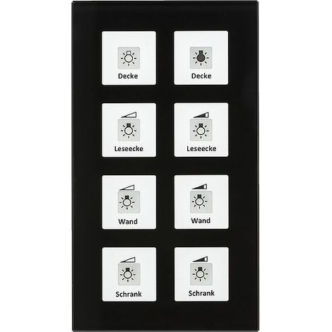 KNX RF+ Funk Glastaster Plus 8-fach mit Aktor, Schwarz