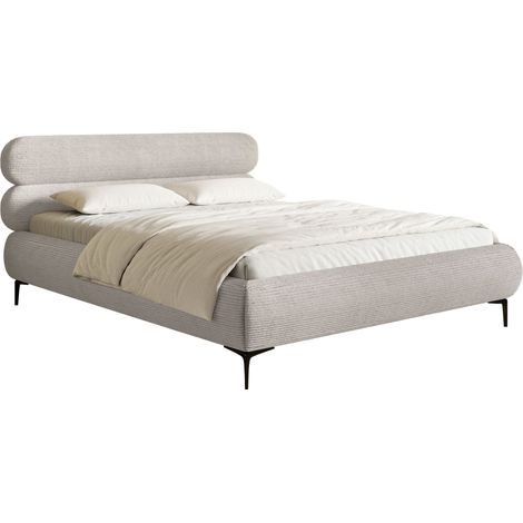 Selsey Roule Cord – Polsterbett 180x200 mit Cordstoff und schwarzen Füßen, Greige