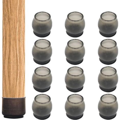 12 petits embouts de protection pour pieds de chaise, protège-pieds de chaise, protège-sol, embouts ronds, chaussettes pour pieds de chaise pour parquets, pour pieds de 15 à 21 mm (1/5)