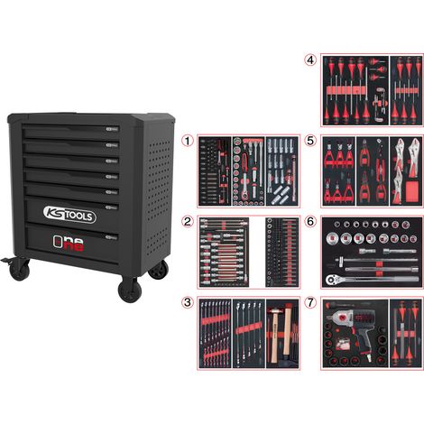 KS Tools - Servante One by One 7 tiroirs équipée de 337 outils - 823.7337F