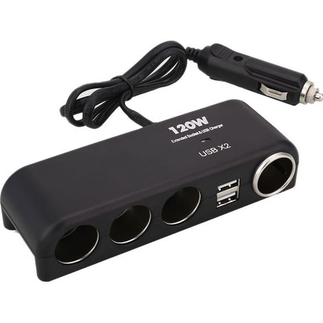 Chargeur de voiture avec adaptateur allume-cigare : chargez simultanément 2 appareils USB