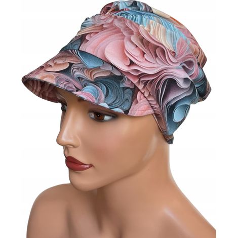 Modischer Jasmina-Turban mit Schirm, 413 Damen-Baumwollmütze mit Knittereffekt (1/5)