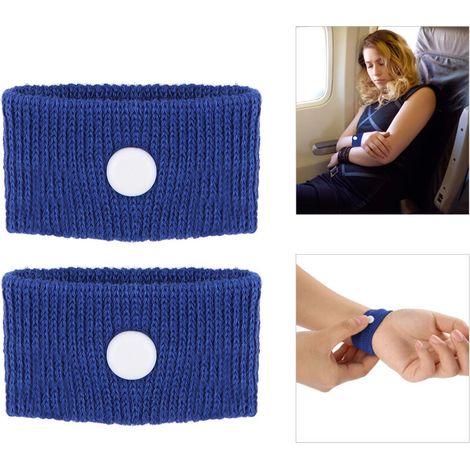 Paar Akupressur-Armbänder gegen Übelkeit für Auto-, Flugzeug- oder Schiffsreisen (Blaue Farbe) (1/5)