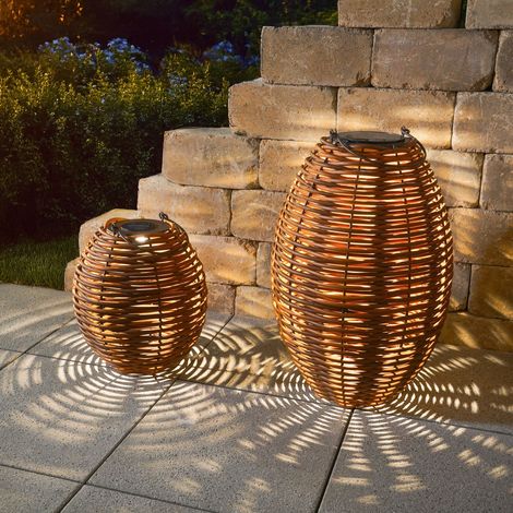 esotec Solar Rattanleuchte Victoria 2er Set USB, CCT Funktion, Polyrattan 102280 (1/5)
