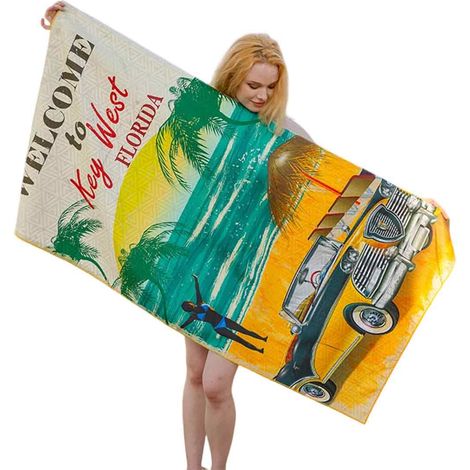 Serviette De Plage - Velours Double Face - Absorption Rapide Et Anti Sable - Pour Mer Piscine Camping - 160x80 Cm (1/5)