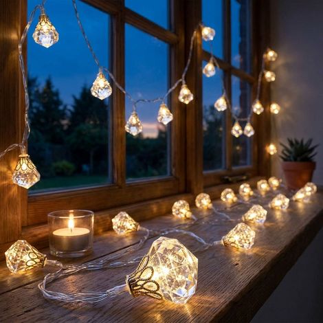 4x LED Lichterkette Deko Diamanten-Design Leuchtkette Batteriebetrieb L 120 cm (1/5)