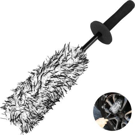 Lntyq 40cm Pinceau Nettoyage Voiture, Brosse Jante Voiture, Kit Lavage Automobile, Brosse Detailing Auto Complet Microfibre et Délicat des Jantes de Pinceau pour Pare Brise Intérieurd