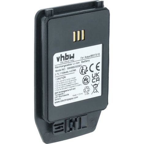 vhbw Akku kompatibel mit Aastra DT413, DT433, DT423, DT433 EX Handy Smartphone Telefon (1100 mAh, 3,7 V, Li-Ion)