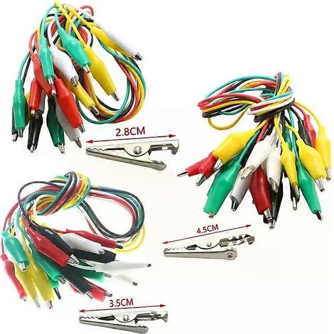 10 Stück Krokodilklemmen, elektrische Messleitungen in 5 Farben mit Prüfspitzen, Krokodilklemmen-Überbrückungskabel mit Krokodilklemmen (1/4)