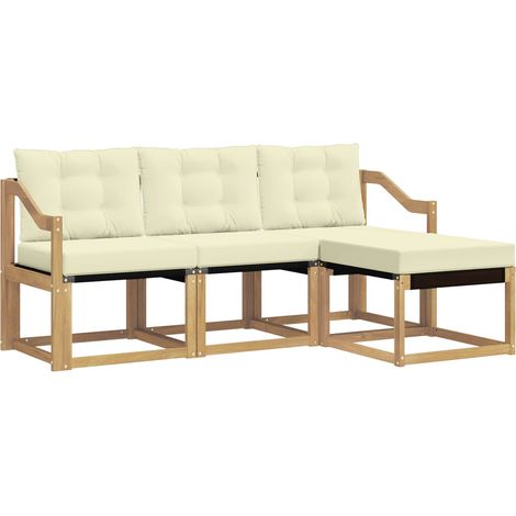 Outdoor Sofa Set with Cushion 4 pcs White and Cream vidaXL