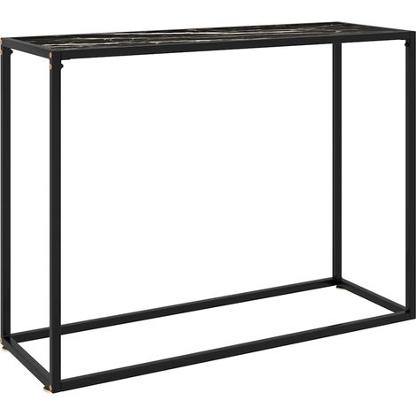 Table console en verre trempé et acier noir 100 x 35 x 75 cm - PANGIVO (1/5)