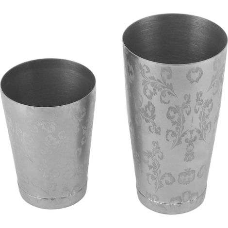 Cocktailshaker aus Edelstahl, Getränkemixer-Set, Behälter für die Hausbar, Blattmuster mit Boden (1/5)