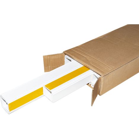 Link LK406408 Confezione 8 Canaline Passacavi Adesive in PVC con Coperchio Scorrevole, Bianco, 40 mm x 40 mm x 1 m