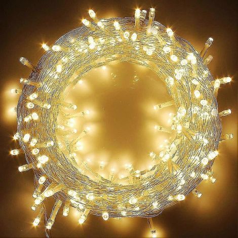 80 luces LED de cadena para interiores, blanco cálido, luces navideñas de cable transparente para exteriores, impermeables, luces de hadas parpadeantes, enchufables, compatibles con dormitorios.
