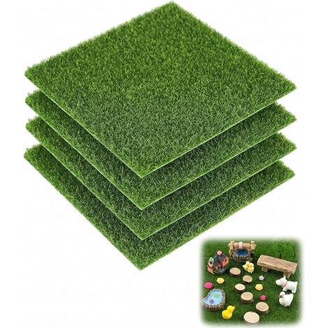 Tapis Gazon Artificiel Mousse Miniature 15x15cm Fausse Pelouse Réaliste pour Décoration Jardin (1/5)
