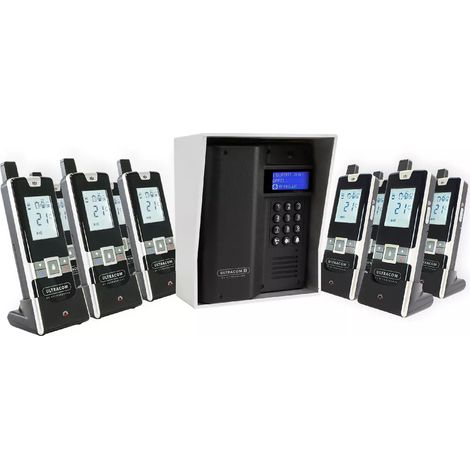 Interphone 600 mètres sans-fil longue portée autonome digicode écran LCD - UltraCOM3 NOIR visière argentée + 9 combinés (1/5)