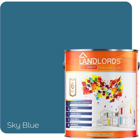 Landlords Paint - One Coat Paint - Quick Coverage Interior Walls & Ceilings - Sky Blue - 10L (Pack of 2 x 5L)