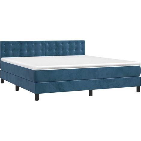 vidaXL Sommier à lattes de lit et matelas Bleu foncé 160x200cm Velours