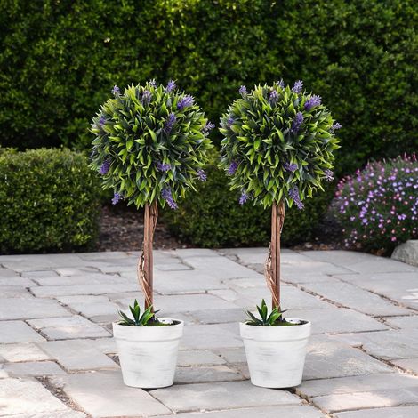 Lavande artificielle 60 cm lot de 2 plantes en pot avec mousse (1/5)