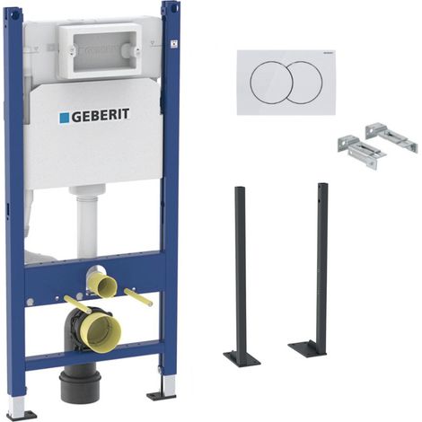 Pack Autoportant Bati-support Geberit Duofix 112cm + Plaque de commande blanche Delta20 + fixations murales (111.154.11.1-GebX) (1/5)
