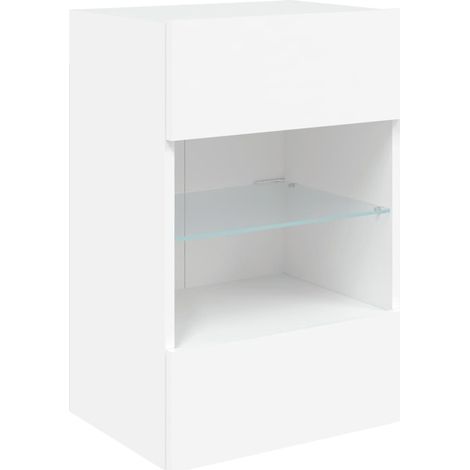 Mobile TV multimediale scaffale per televisione televisione buffet sala da pranzo soggiorno camera da letto a parete con luci a LED 40 x 30 x 60,5 cm bianco 020027880