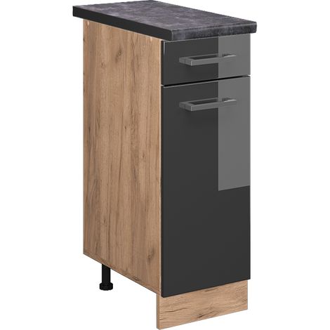 Mobiletto base per cucina R-Line, Antracite lucido, 30 cm , PL Antracite, Vicco