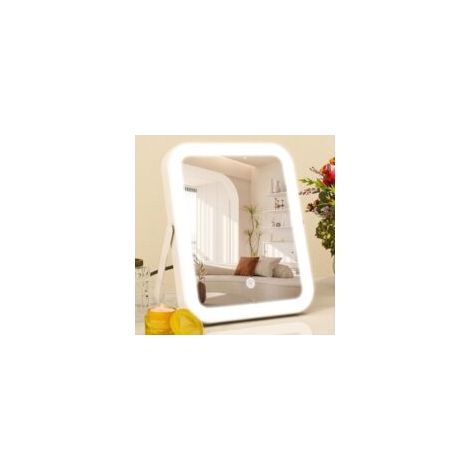 Espejo de maquillaje eléctrico - brillo ajustable en tres colores, control táctil - ideal para viajes/probadores (blanco) - Crezuo (1/4)