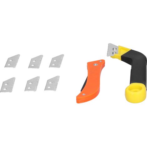 Scie à joint coudée à main avec lames, couteau à jointoyer pour le nettoyage des joints de portes, fenêtres, sols et carrelages (1/5)