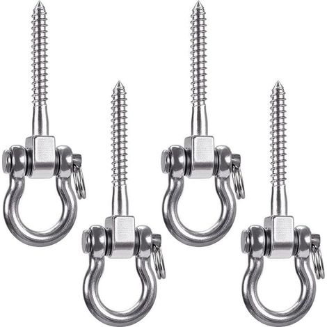 Lot de 4 crochets de balançoire robustes à 180 °, hamac de yoga, corde pour pneus, chaises, sac de sable, sac de frappe, porche (1/4)