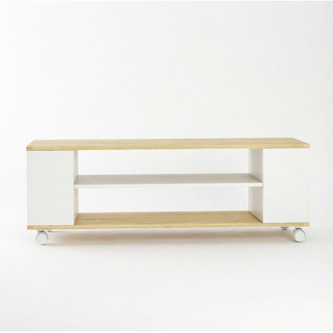 CHICFURN Mobile TV su ruote 120x40x38,5 cm in pannello truciolare bianco naturale per soggiorno (1/5)