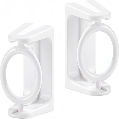 Ensemble de 2 anneaux de fixation multifonctionnels pour tringle à rideaux, adhésifs, rotatifs, blancs. (1/5)