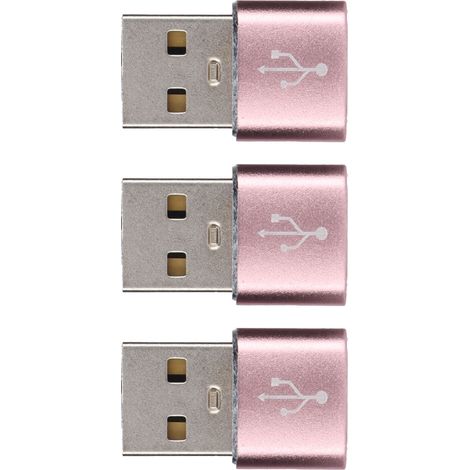 USB 2.0 Stecker auf Typ-C Buchse Metalladapter für Laptop und Mobiltelefon (Pink) (1/5)