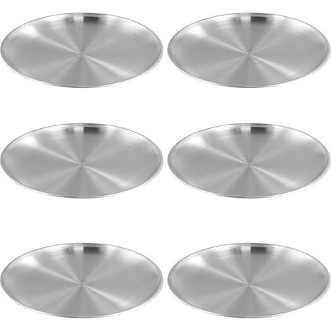 Juego de 6 platos de acero inoxidable de 26 cm - Duraderos, libres de BPA y resistentes a los golpes - Ideales para acampar, picnics y fiestas (1/5)