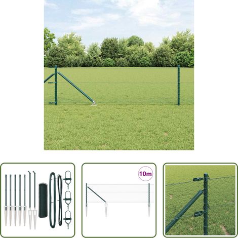 Außenzaun - Zaunpfosten Grün 10 x 0,8 m (13 mm Maschen) Stahl und PVC (1/5)