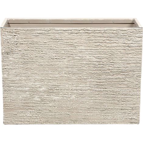 Maceta de piedra beige 29 x 70 x 50 cm rectangular para interior y exterior Edessa (1/5)