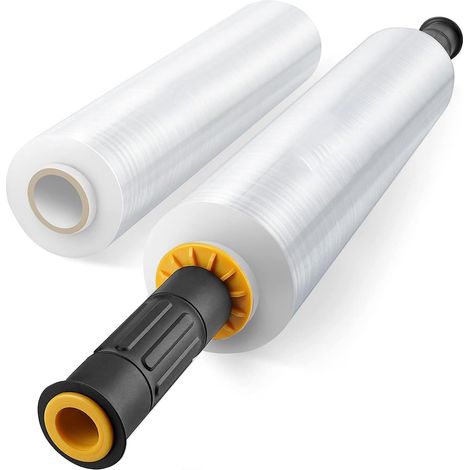 Film Étirable Déménagement 2 Poignées Roulement 2 Rouleaux 38 virgule 1 cm x 304 virgule 4 m Film Plastique Emballage Colis Meubles (1/4)