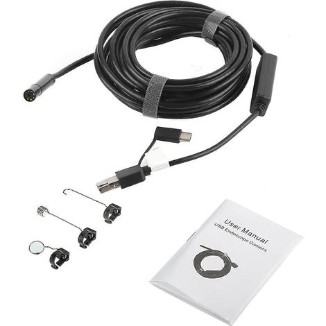 Endoscope USB OTG noir de 5 mètres (1 pièce) avec caméra étanche de 2 mégapixels pour l'inspection des canalisations et des véhicules