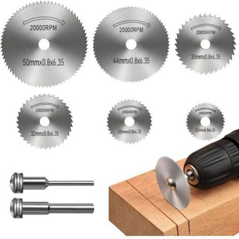Disques de Coupe pour Outil Rotatif, Lames de Perceuse à Disque, Disques de coupe HSS, Lames de scie en acier rapide, Lame Mini Scie Circulaire pour la Coupe du bois, Plastique et Métal (8 Pièces) (1/5)