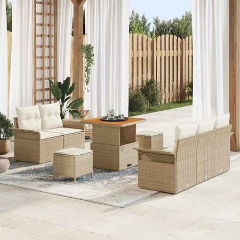 vidaXL Gartensofa-set mit Kissen 8 pcs Beige Poly-Rattan (1/5)