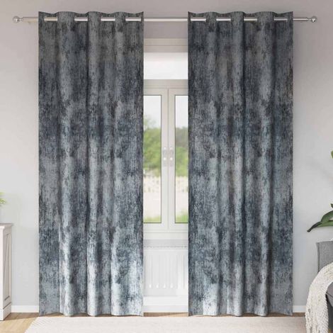 Samtvorhänge mit Vorhängen 2 pcs Silber Grau 225 x 140 cm Samt
