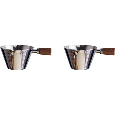 2 tazas medidoras de acero inoxidable de 90 ml, tazas de espresso, jarra pequeña para café y leche, taza de espresso, taza medidora de cocina, color plata.