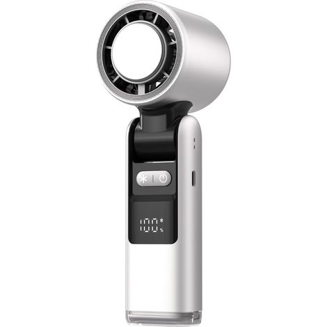 Ventilateur turbo portatif avec refroidissement par glace, vitesses réglables de 1 à 100, mini-ventilateur avec écran LED et batterie de 4000 mAh - Blanc