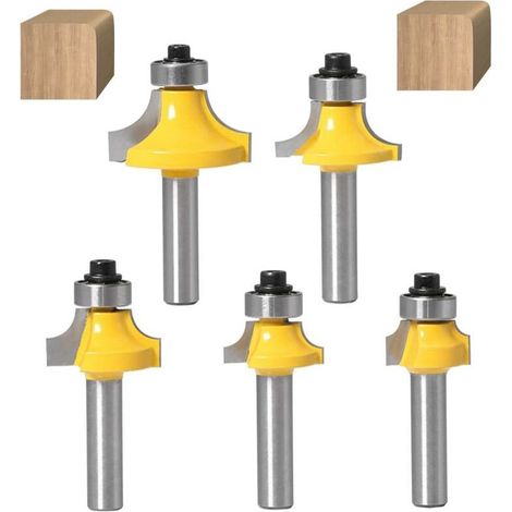 Fraise À Arrondir - 8 Mm Tige - Rayons 3 17 À 9 52 Mm - Pour Travail Du Bois Et Composites - Lot De 5 (1/5)