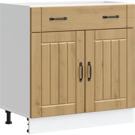 Mobile da cucina Lucca 80 x 46 x 81,5 cm ampio spazio contenitivo piedini regolabili stile rovere lavorato a mano 020050101