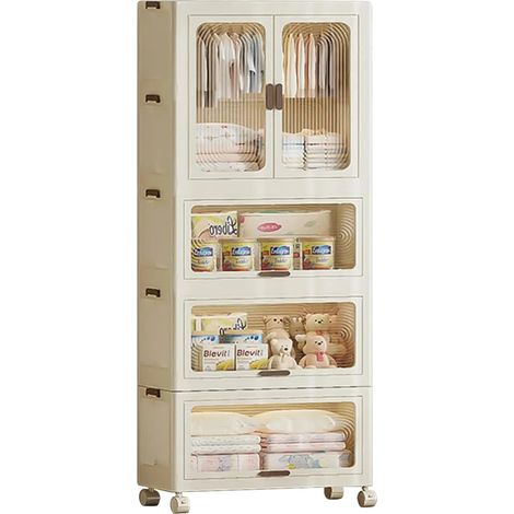 Bac de rangement, design empilable, assemblage facile, Blanc B - 70cm de largeur (1/2)