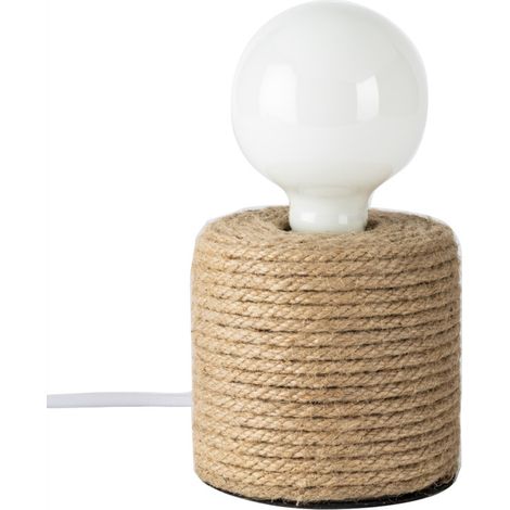 Lampe de chevet bohème en fibres naturelles – Compatible culot E27 – Design minimaliste sans abat-jour – Éclairage chaleureux et authentique – Mathias Luminaires