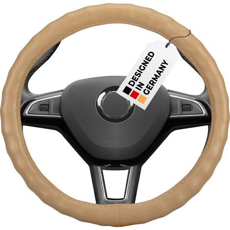 HEYNER® Lenkradhülle Auto 37–39 cm – weich, griffig, beige, soft perforiert, geruchsneutral, rutschfest (1/5)