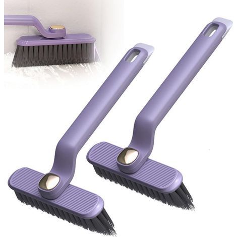 Set di 2 spazzole rotanti multifunzionali per la pulizia, rotazione a 360 gradi, senza angoli morti, per cucina e bagno (viola) (1/5)