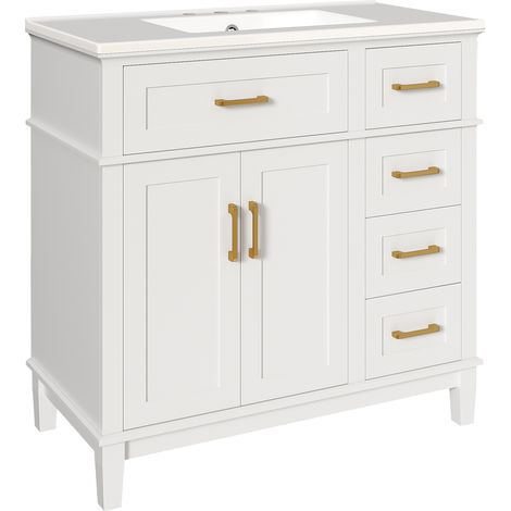 GagaMeuble vasque 90x46x87 cm Blanc lavabo céramique (1/5)